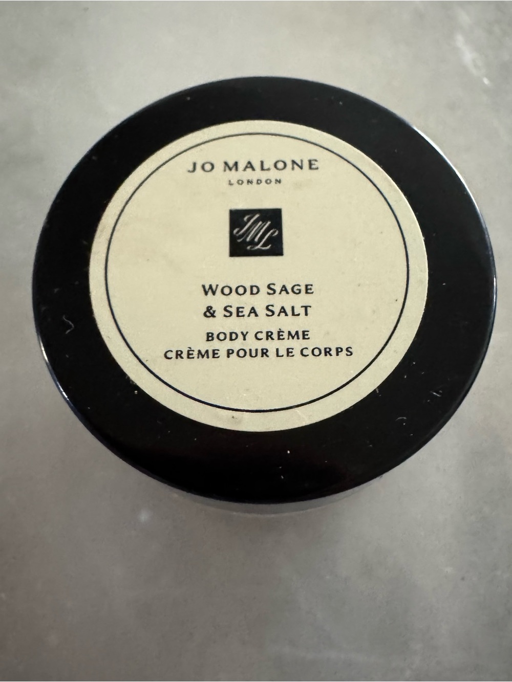 Jo Malone Small Cream Jar with Black Cap and Pale Yellow Label